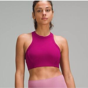 Lululemon Ribbed Nulu High Neck Yoga Bra Magenta Pink Size 4 Light Support B/C